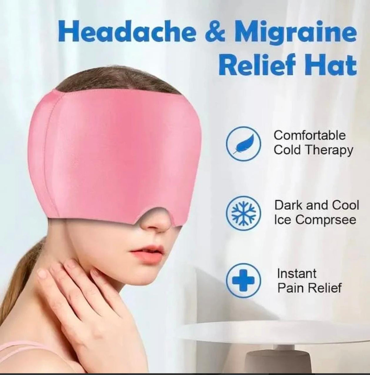 Instant Headache Relief Cap | Cooling Gel Migraine Relief Hat | Hot & Cold Therapy for Head Comfort