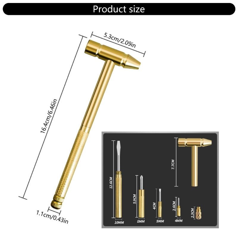 Gold Multi-Function Watch Repair Tool Kit | Precision Watchmaker Hammer & Screwdriver Set