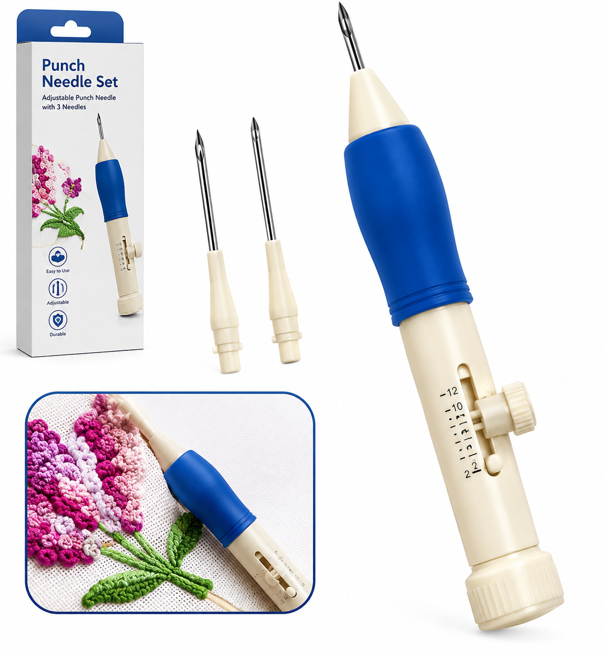 Adjustable Fine Punch Needle Kit | Easy DIY Embroidery & Crafting Tool