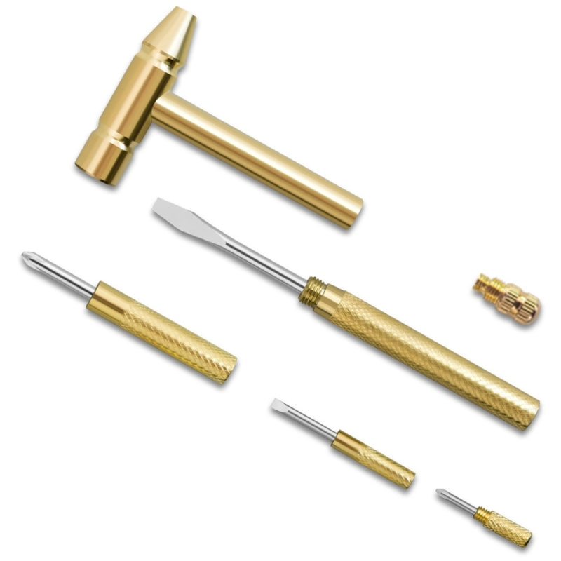 Gold Multi-Function Watch Repair Tool Kit | Precision Watchmaker Hammer & Screwdriver Set